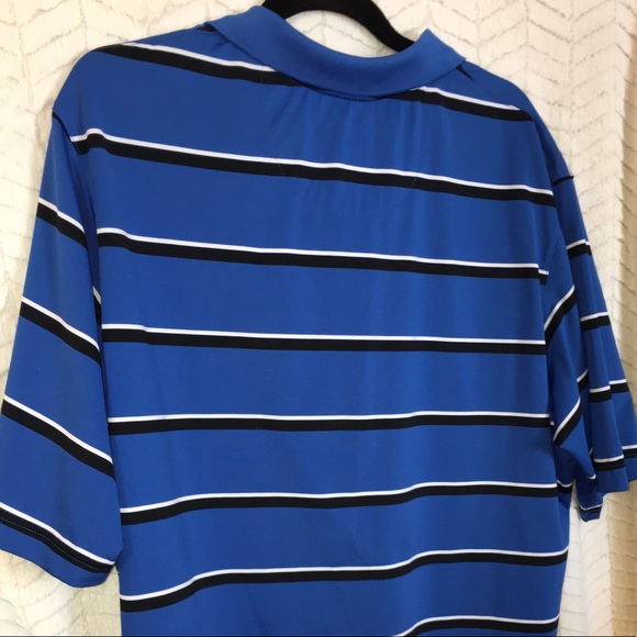 Slazenger Men's XL Golf Polo Bright Blue Striped - Picture 5 of 6